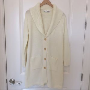 Vintage shawl collar cream acrylic coatigan cardigan